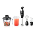 Saachi 5-in-1 Hand Blender – 200W Portable Handheld Blender with Whisk Attachment, 2-Speed Control & Juice Container – Black/Clear