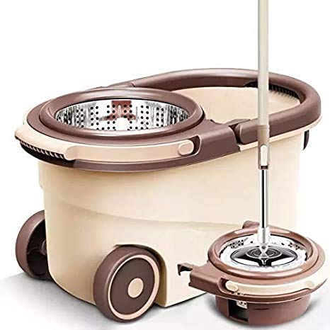 Spin Mop with Bucket – Stainless Steel Wringer, 2 Refills & Modular Design  | Heavy-Duty, Splash-Free Cleaning