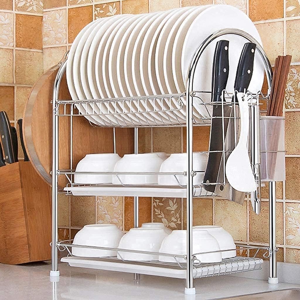 Drainer Rack Stainless 3-Layers – Space-Saving, Durable Dish Drying & Organizing Rack - LIFE STORES UGANDA