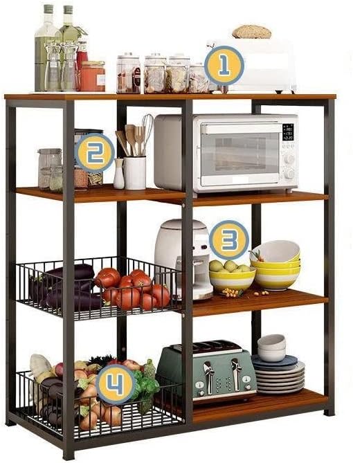 Multifunctional Floor-to-Floor Kitchen Storage Rack | Microwave Oven Organizer with Multi-Layer Shelves – 80x30x142.5cm