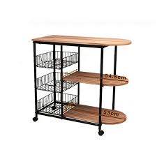 3-Tier Microwave Oven Stand – Rolling Bakers Rack Utility Cart with 3 Baskets (Dirty Panel Finish) - LIFE STORES UGANDA