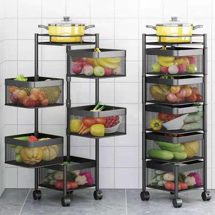 360° Rotating Storage Rack Shelves – Space-Saving Multi-Layer Kitchen & Vegetable Organizer (4 & 5 Tiers)