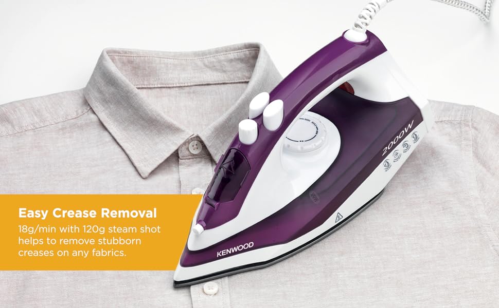 Kenwood STP40.000WP Steam Iron – 2000W Power with Teflon Soleplate