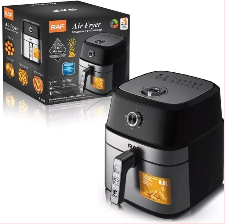 RAF 1800W 8L Manual Control Deep Cooking Oil-Free Air Fryer – Healthy, Fast, & Versatile Cooking Solution - LIFE STORES UGANDA