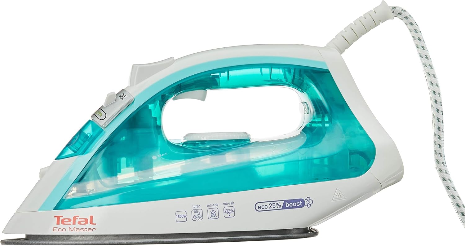 Tefal EcoMaster FV1721M0 Steam Iron – 1800W with Non-Stick Soleplate & Auto Shut-Off