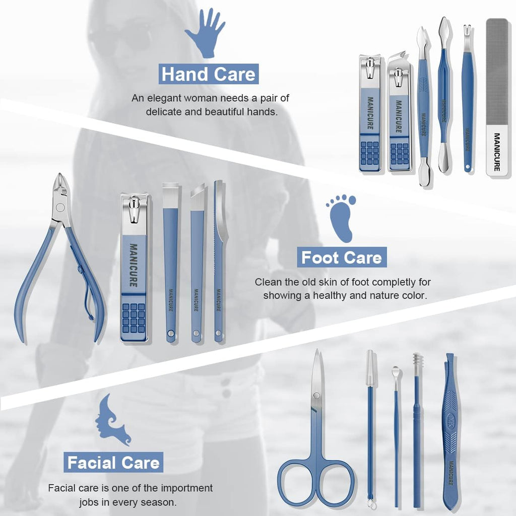 Manicure Professional Clipper Set – 16pcs Stainless Steel Nail Care Tools Grooming Kit - LIFE STORES UGANDA