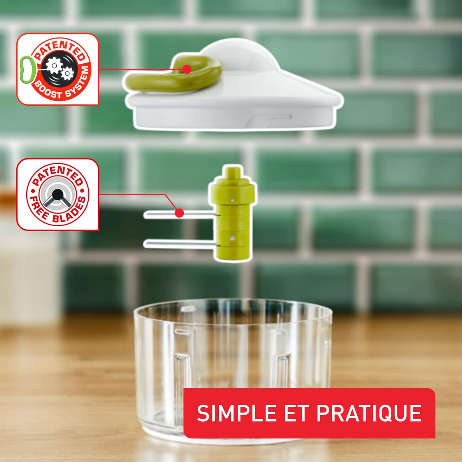 Tefal K1330404 Manual Food Chopper – 500ml with Stainless Steel Blades, 5-Second Chop