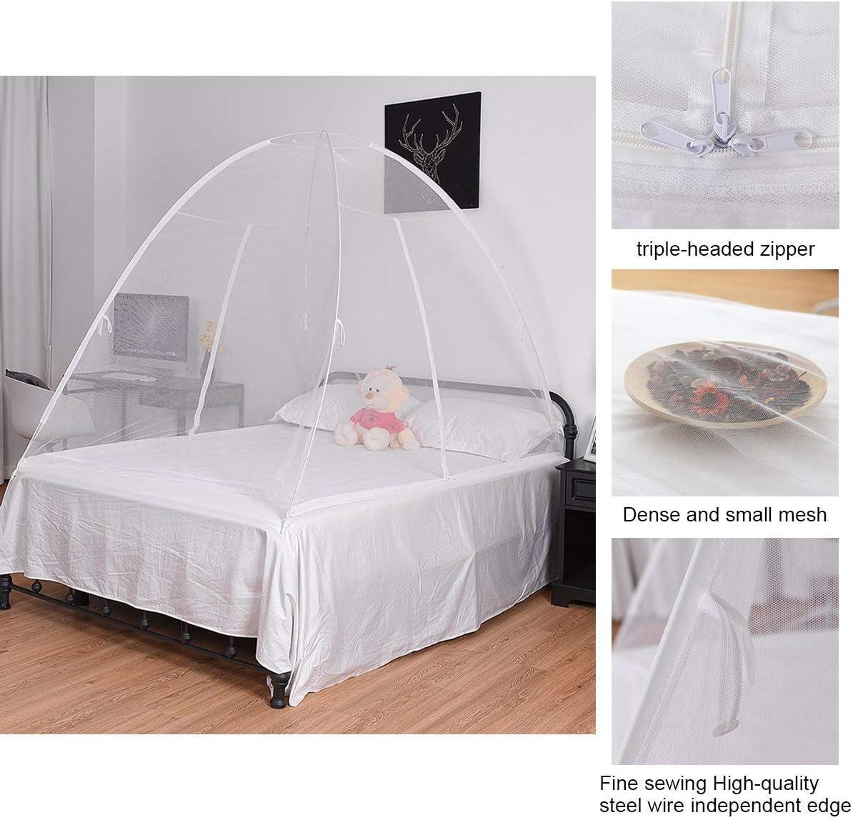 Folding Mosquito Net with Bottom & 2-Way Zippers – Eco-Friendly, Portable & Insect-Proof