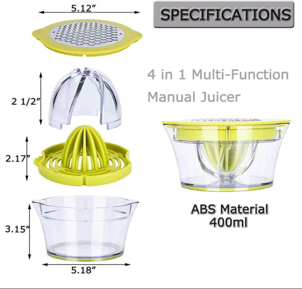 Manual Lemon Orange Juicer | Hand Squeezer with Built-In Measuring Cup | 400ml BPA-Free Citrus Extractor