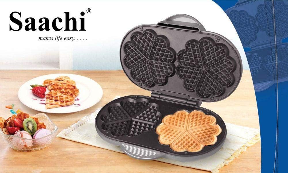 SAACHI Double Waffle Maker – 10 Bite-Size Heart-Shaped Waffles, Non-Stick, Automatic Temperature Control - LIFE STORES UGANDA