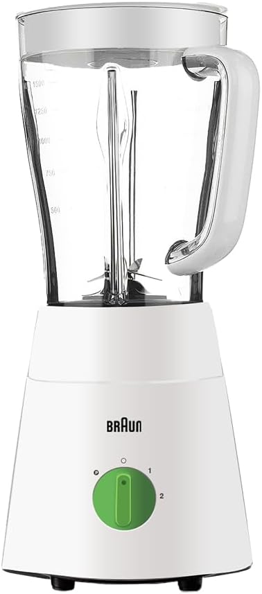 Braun JB0123WH PowerBlend 500W Blender – 1.75L Jug with 2 Mills (White)