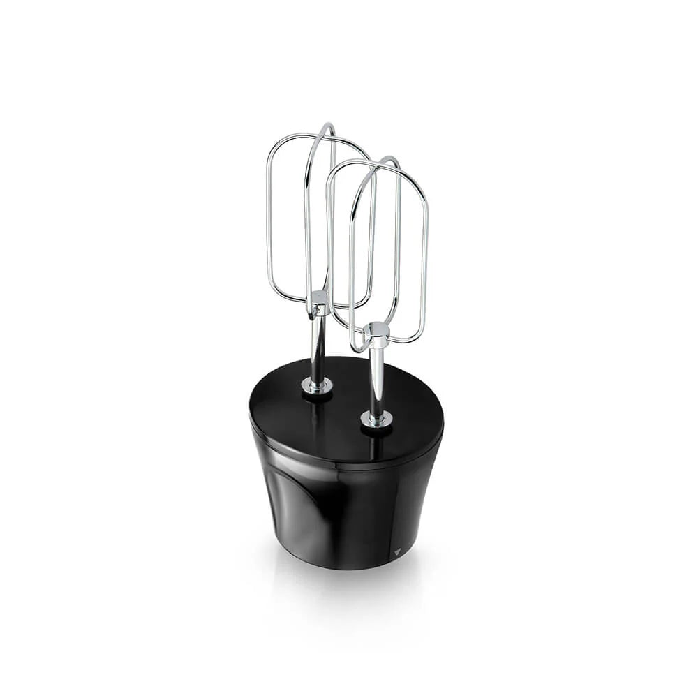 Saachi 5-in-1 Hand Blender – 200W Portable Handheld Blender with Whisk Attachment, 2-Speed Control & Juice Container – Black/Clear
