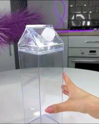 Transparent Milk Carton Water Bottle – 1000ml Reusable Clear Bottle | Leakproof, Lightweight, Fridge Safe