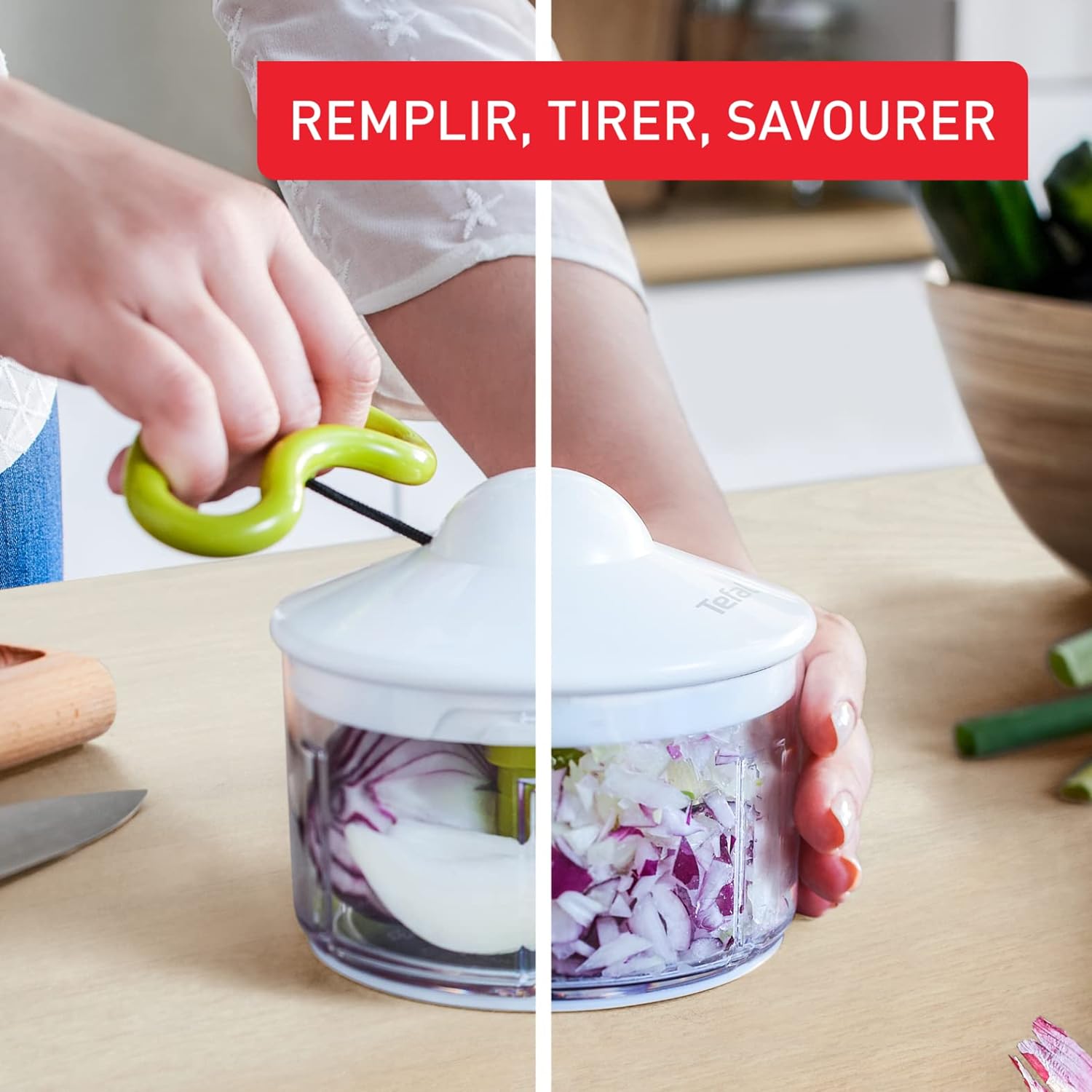 Tefal K1330404 Manual Food Chopper – 500ml with Stainless Steel Blades, 5-Second Chop