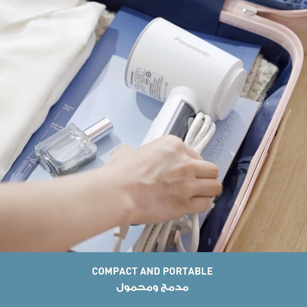 Panasonic NI-GHD015WTH Handheld Garment Steamer – 1400W Portable Wrinkle Remover for Home & Travel (Iceberg White)