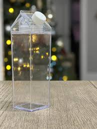 Transparent Milk Carton Water Bottle – 1000ml Reusable Clear Bottle | Leakproof, Lightweight, Fridge Safe