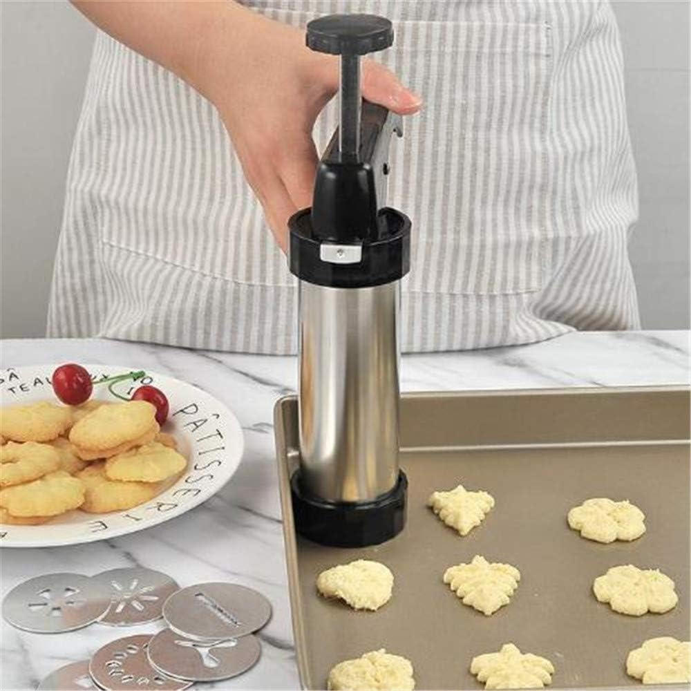 Cookie Press For Baking – Stainless Steel Cookie Decorating Kit with 8 Molds & 8 Nozzles