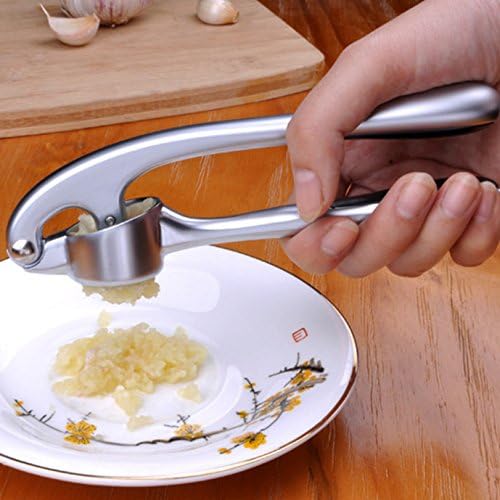 Stainless Steel Garlic Press – Heavy-Duty Zinc Alloy Garlic Crusher & Squeezer