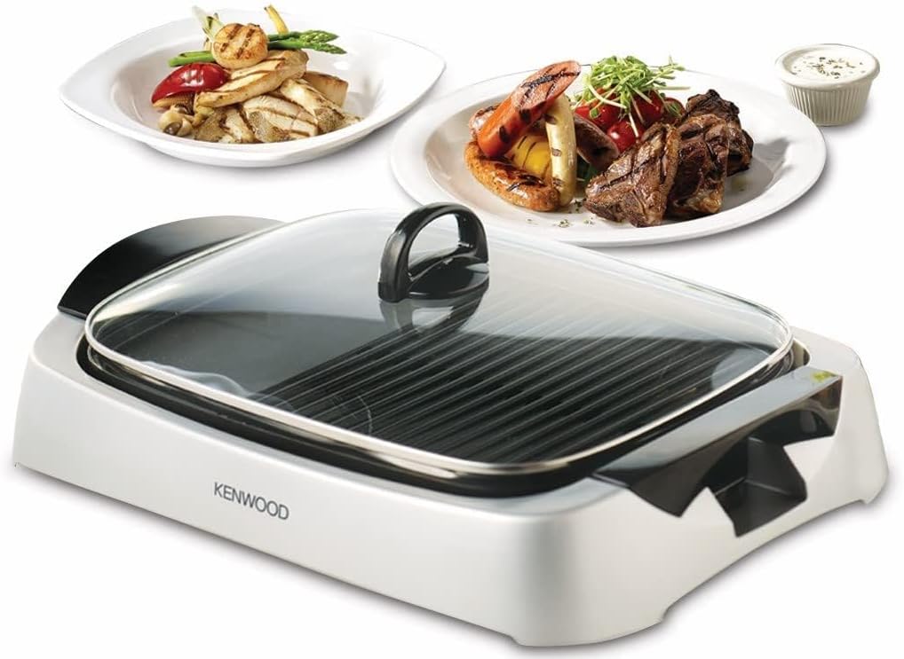 Kenwood HG266 Contact Health Grill – 2000W Family-Sized Griddle with Glass Lid