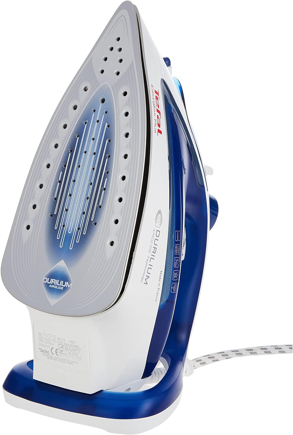 TEFAL Easy Gliss Steam Iron, FV5715M0 – 2400W, Durilium Soleplate, 270ml Tank, Anti-Drip, Auto Shut-Off, Made in France