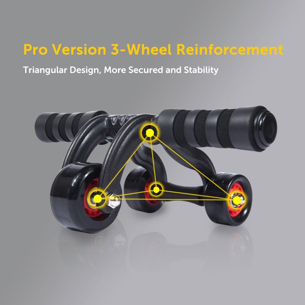3-Wheel Ab Roller – Heavy-Duty Abdominal Fitness Trainer with Resistance Brake & Knee Pad for Full Core Workouts - LIFE STORES UGANDA