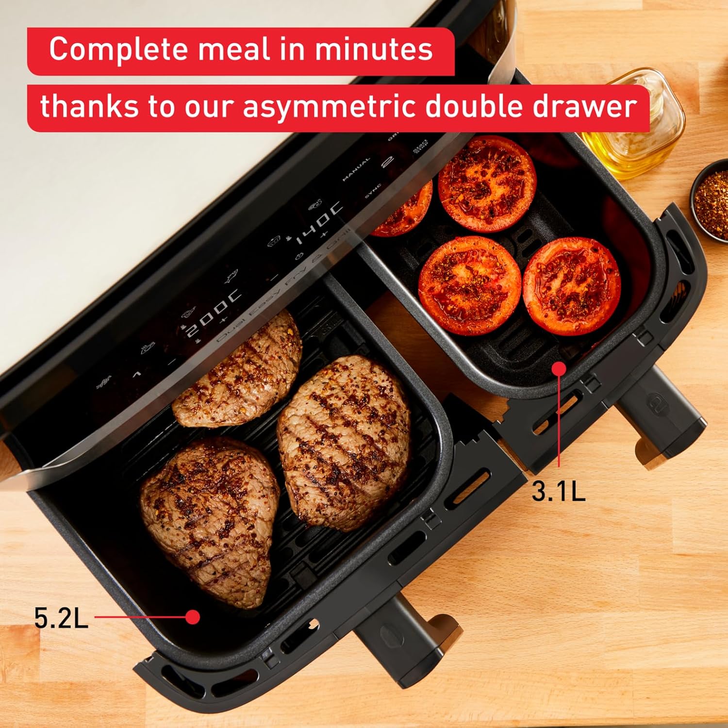 Tefal EY905D40 Dual Easy Fry & Grill – 8.3L XL Air Fryer with Dual Drawers & 8 Presets (Black/Silver)