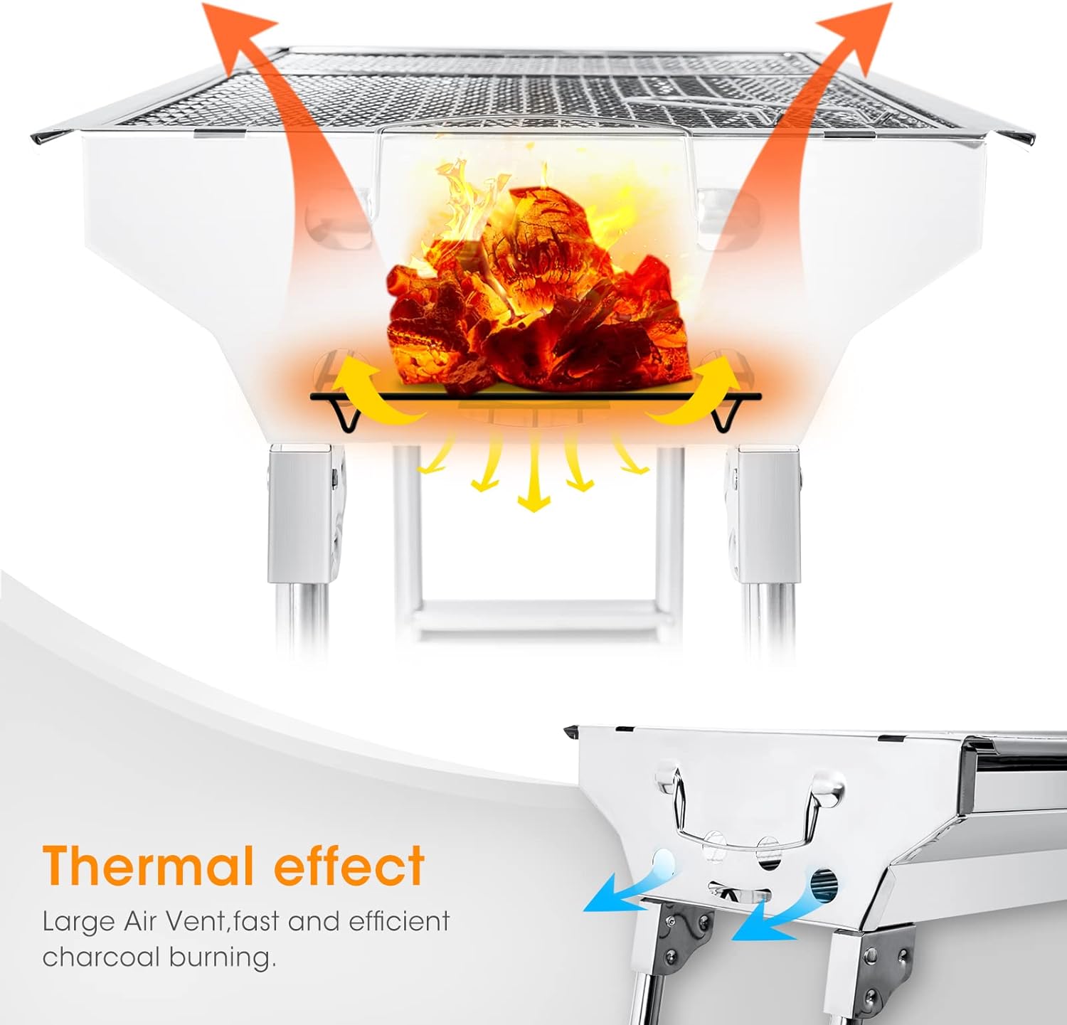 Portable Stainless Steel Charcoal BBQ Grill – Foldable, Lightweight & Perfect for Outdoor Parties