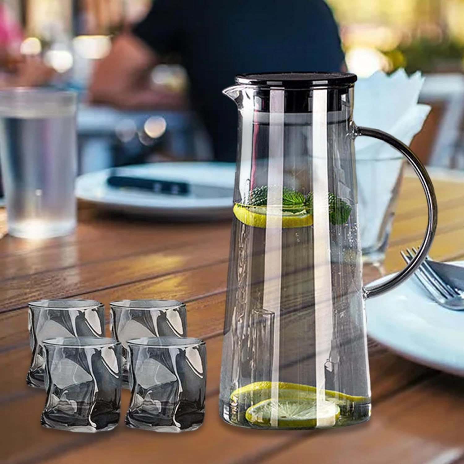 Borosilicate Glass Water Carafe with Lid | Iced Tea & Fruit Infuser Jug