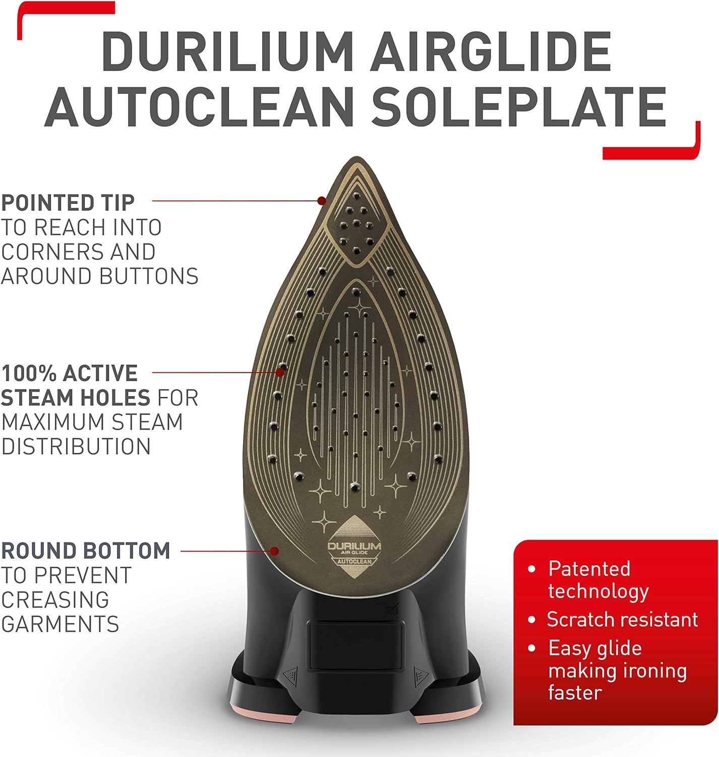 TEFAL Ultimate Pure Steam Iron – 3100W, 260g/min Boost, Anti-Calc, Non-Stick Soleplate, Black & Rose Gold