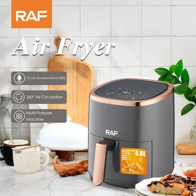 RAF 5.8L Digital Hygienic Frying Pan – Multi-Functional 1200W Air Fryer with Temperature Control & Non-Stick Interior