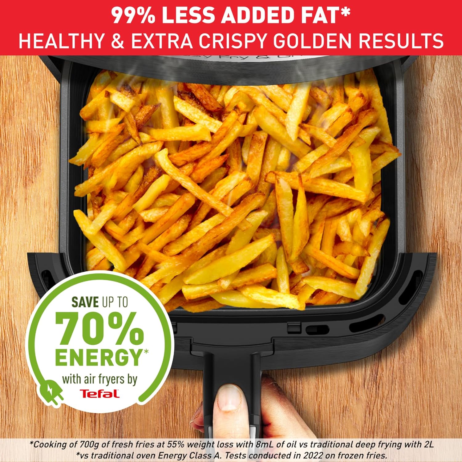 Tefal Easy Fry Classic EY501827  – 2-in-1 Air Fryer & Grill (4.2L, 1400W) – Crispier Food, 70% Less Energy