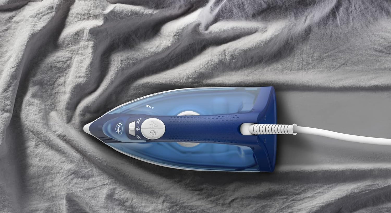 TEFAL Easy Steam Iron, FV1941M0 – 1200W, 100g/min Boost, Vertical Steaming, Anti-Scale, Non-Stick Soleplate, Blue/White