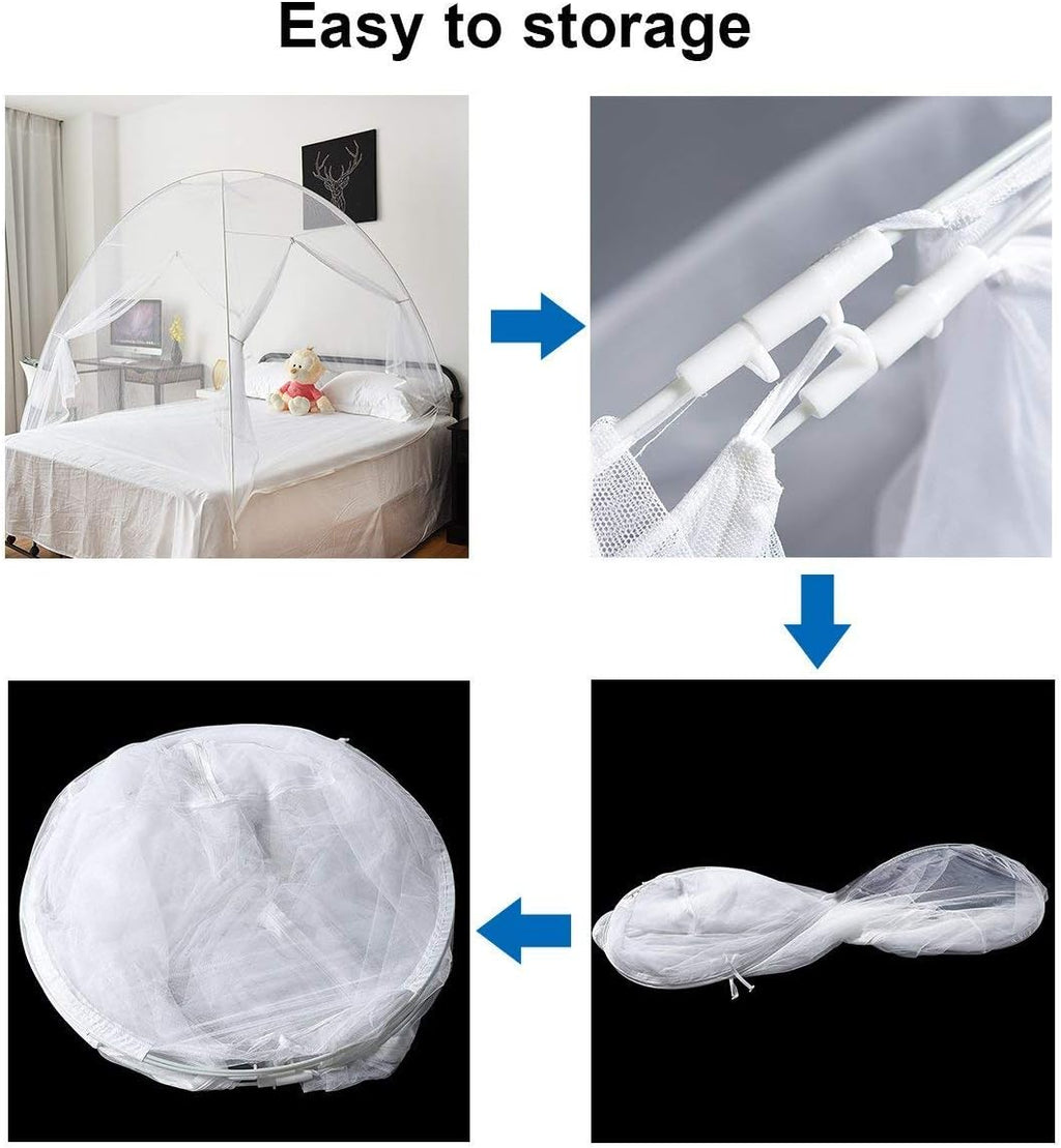 Folding Mosquito Net with Bottom & 2-Way Zippers – Eco-Friendly, Portable & Insect-Proof