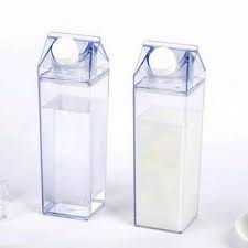 Transparent Milk Carton Water Bottle – 1000ml Reusable Clear Bottle | Leakproof, Lightweight, Fridge Safe