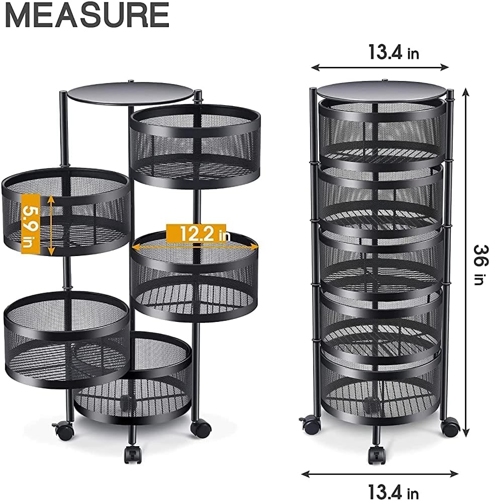 Kitchen Storage Rack Shelf | 3 or 4 Tier Rotating Trolley with Wheels | Multi-Layer Organizer for Kitchen, Bathroom & Living Room