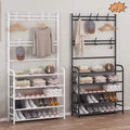 Freestanding Metal Clothes Hanger with Shoe Rack – Multi-Layer Organizer for Bedroom, Entrance, or Living Room (Waterproof Layer, Heavy-Duty Design)