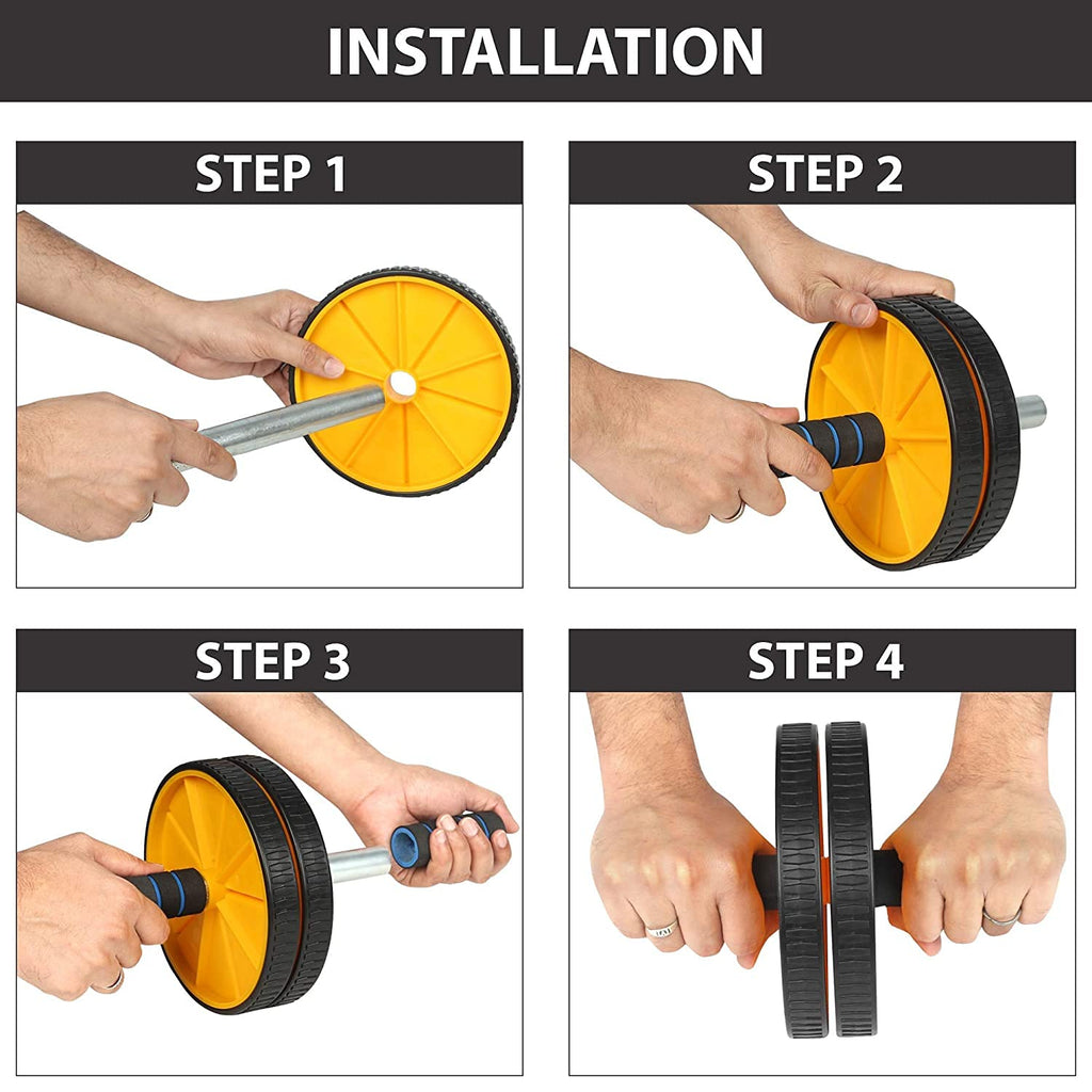 Ab Wheel Roller – Total Body Core Strengthener with Anti-Skid Double Wheels and Knee Mat - LIFE STORES UGANDA