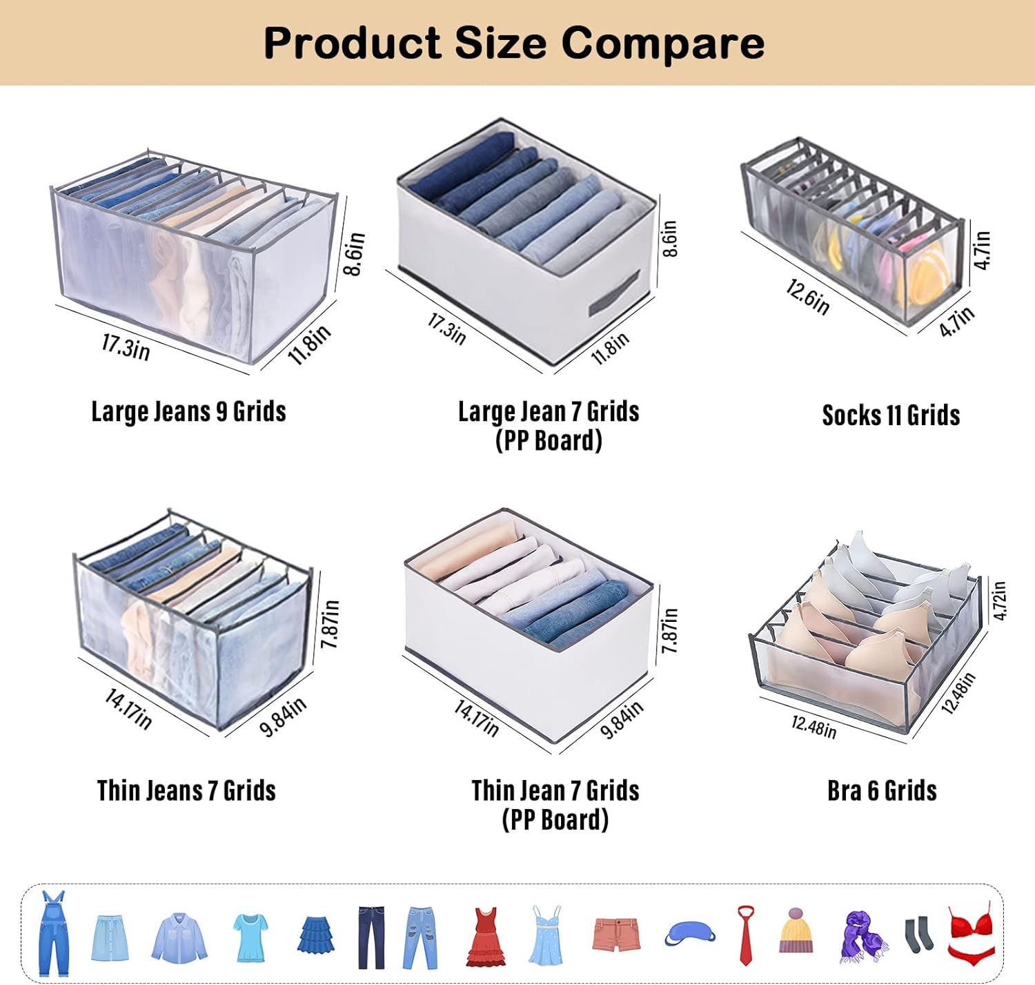 Small Underwear Organizer – Multi-Compartment Bra & Drawer Storage Box (Multi-Color, Nylon)