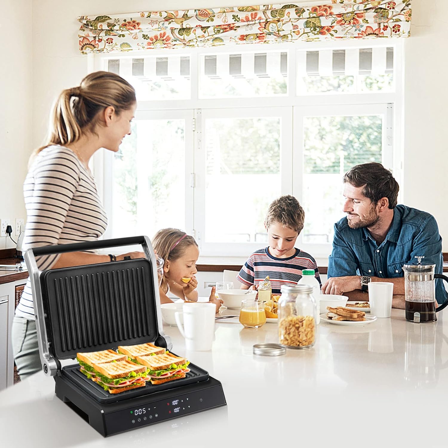 Electric Fold-out Non-Stick Grill – Cook Like a Pro with Smart LED Controls