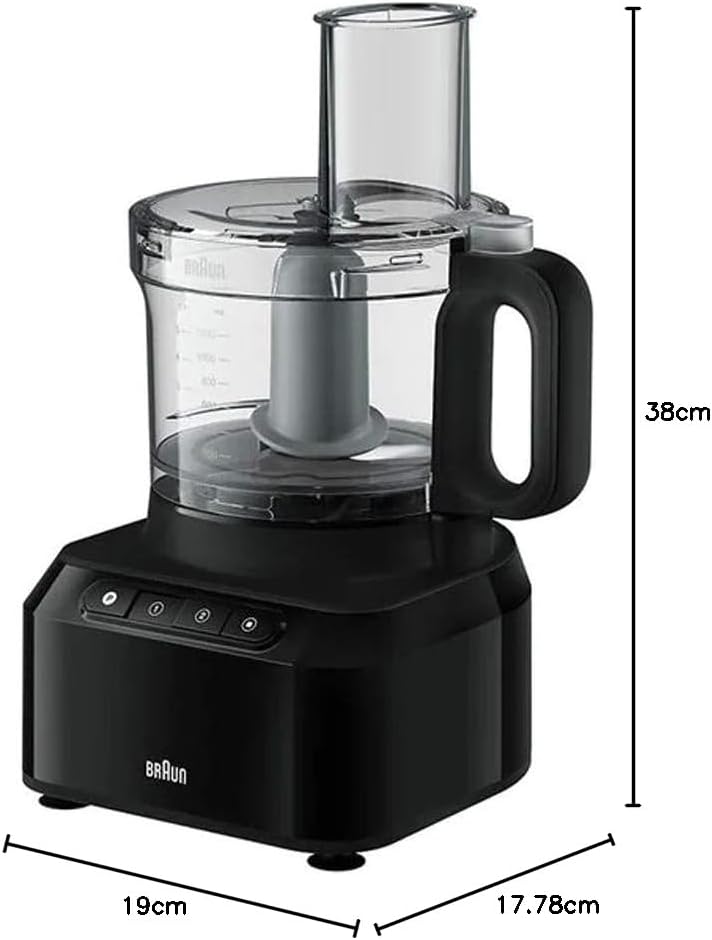Braun FP3132BK 800W Food Processor – 2.1L Bowl & 1.2L Blender (Black)
