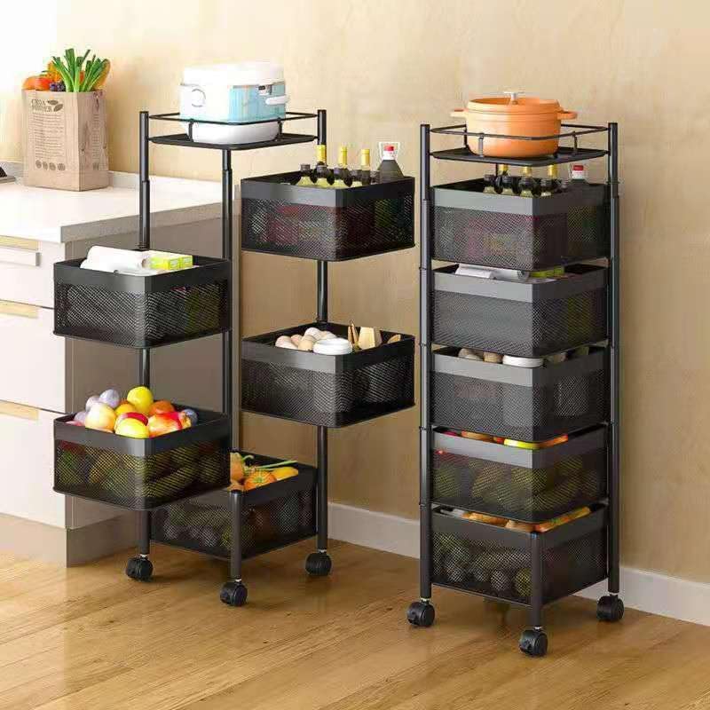 360° Rotating Storage Rack Shelves – Space-Saving Multi-Layer Kitchen & Vegetable Organizer (4 & 5 Tiers)