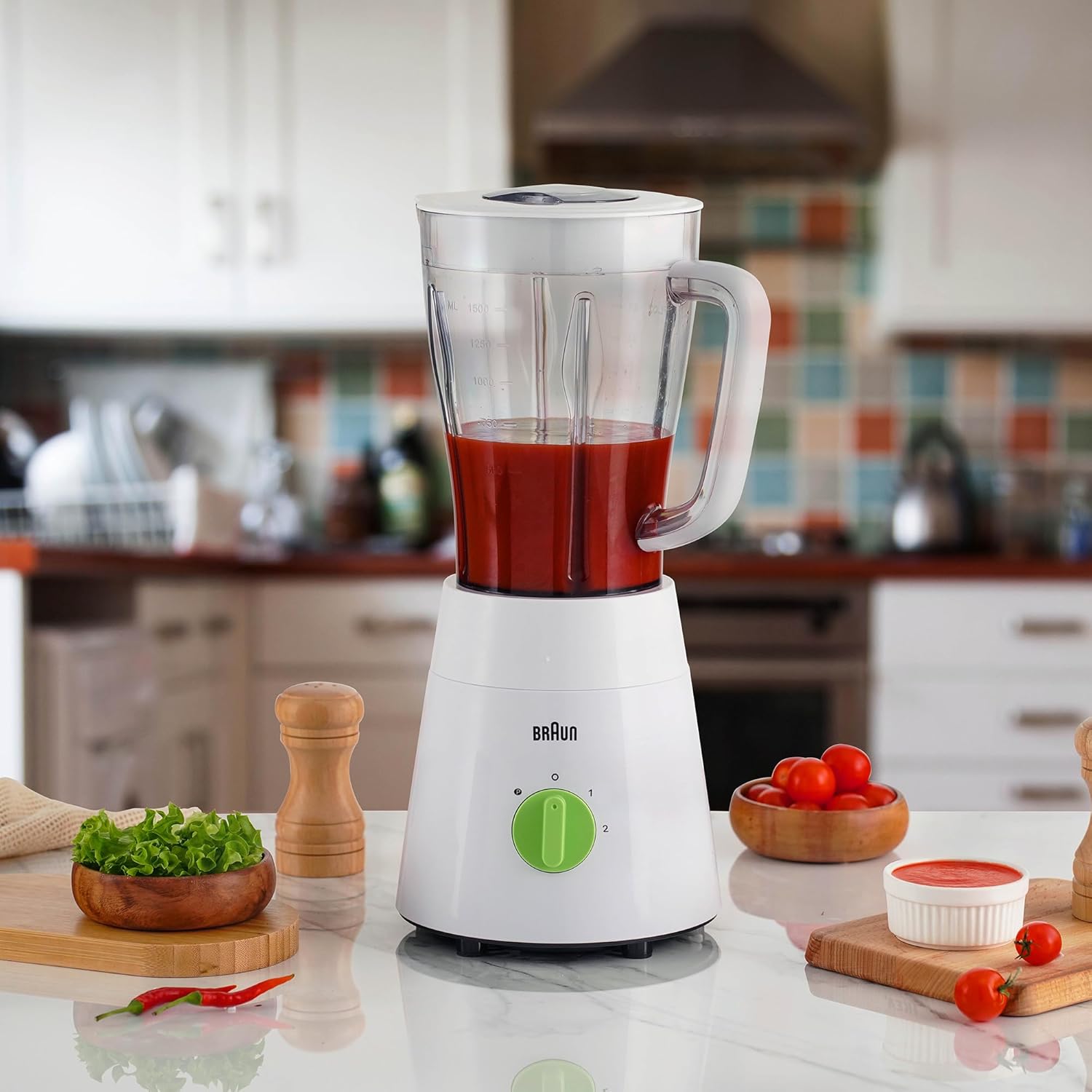 Braun JB0123WH PowerBlend 500W Blender – 1.75L Jug with 2 Mills (White)