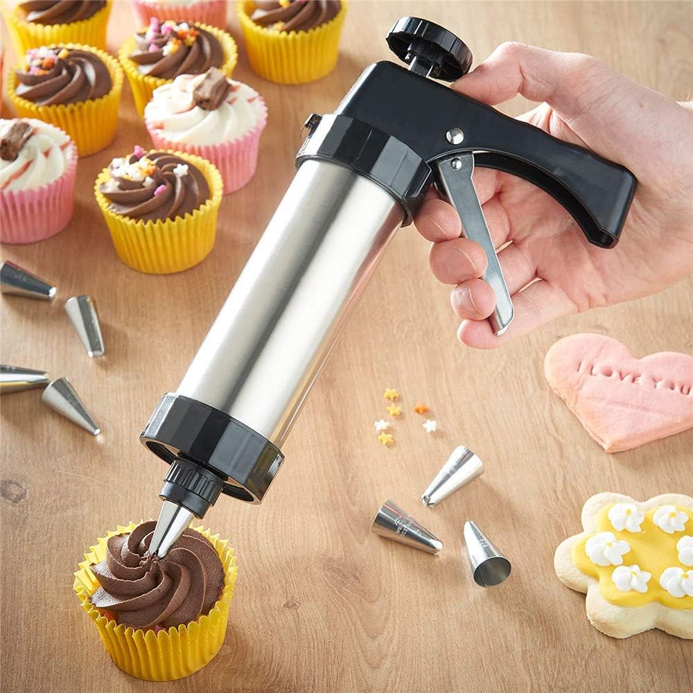 Cookie Press For Baking – Stainless Steel Cookie Decorating Kit with 8 Molds & 8 Nozzles