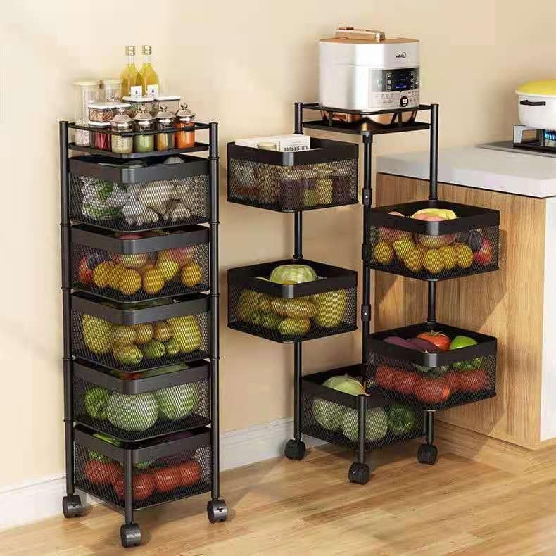 360° Rotating Storage Rack Shelves – Space-Saving Multi-Layer Kitchen & Vegetable Organizer (4 & 5 Tiers)