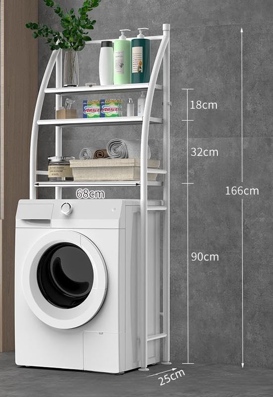Over The Toilet Bathroom Rack – 3-Tier Organizer Shelf with Hooks | Waterproof, Space-Saving Storage – White