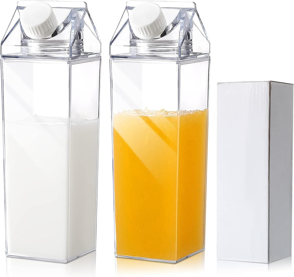 Transparent Milk Carton Water Bottle – 1000ml Reusable Clear Bottle | Leakproof, Lightweight, Fridge Safe