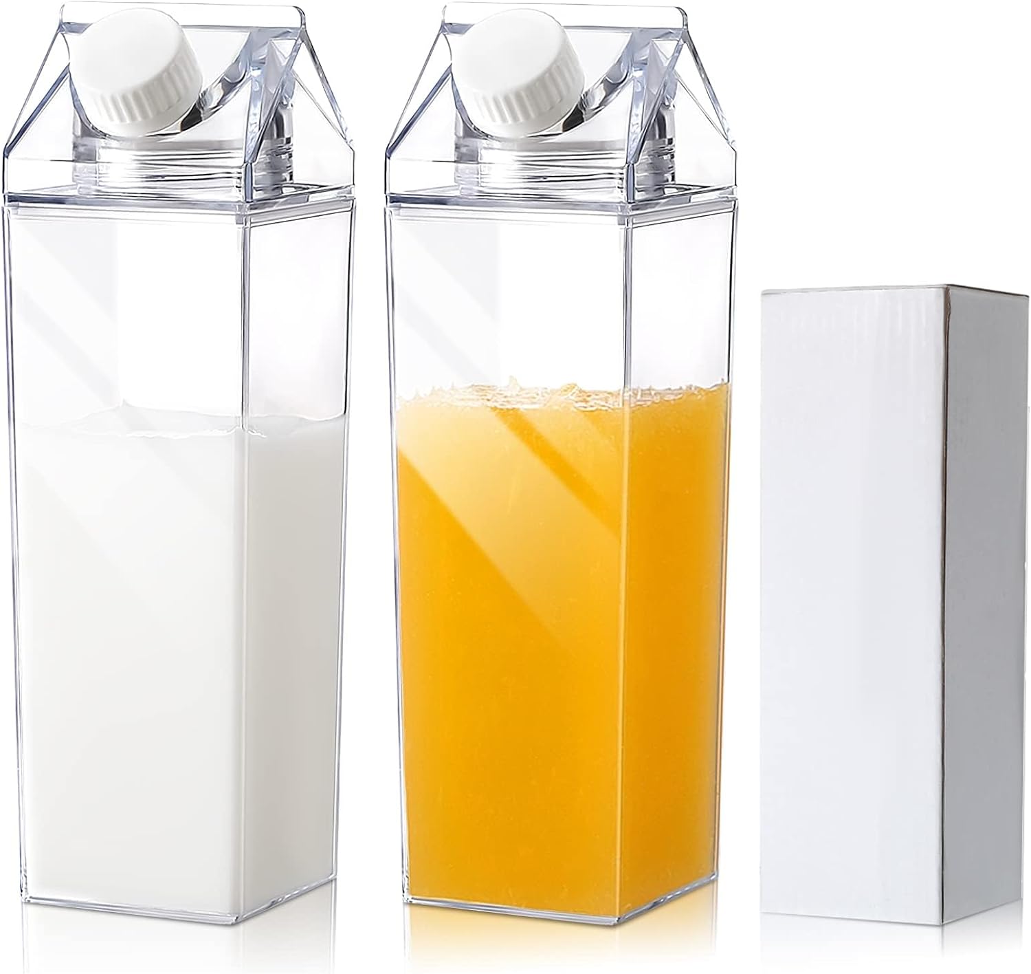 Transparent Milk Carton Water Bottle – 1000ml Reusable Clear Bottle | Leakproof, Lightweight, Fridge Safe