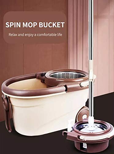 Spin Mop with Bucket – Stainless Steel Wringer, 2 Refills & Modular Design  | Heavy-Duty, Splash-Free Cleaning