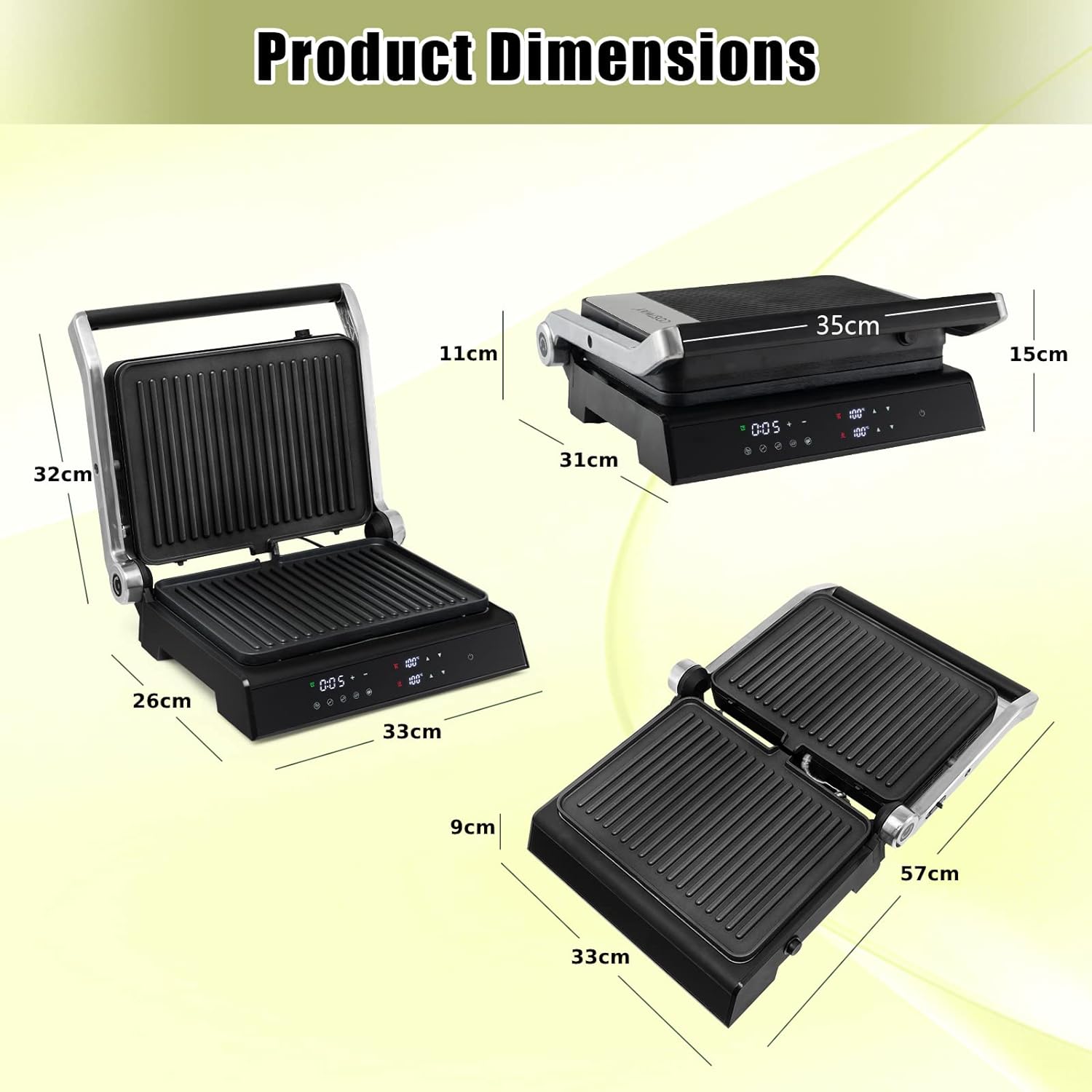Electric Fold-out Non-Stick Grill – Cook Like a Pro with Smart LED Controls