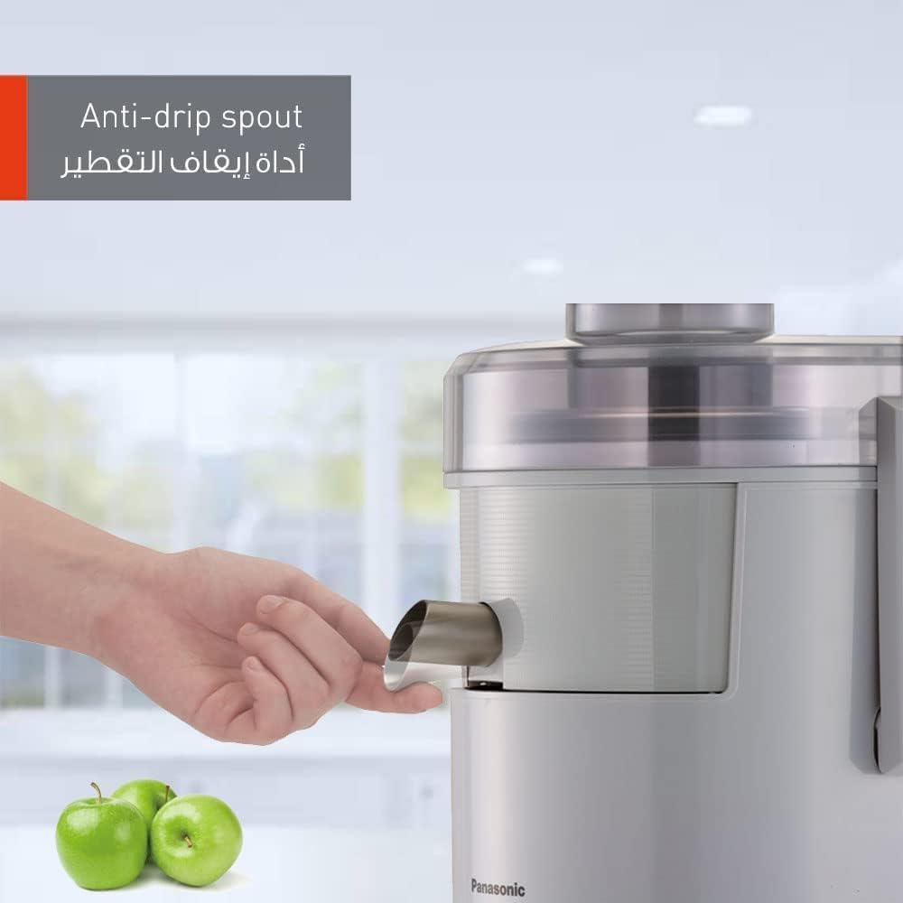 Panasonic MJ-SJ01WTZ Juicer – 800W Cold Press Juicer with 2L Pulp Container & 1.5L Jug (Stainless Steel, Dishwasher Safe)